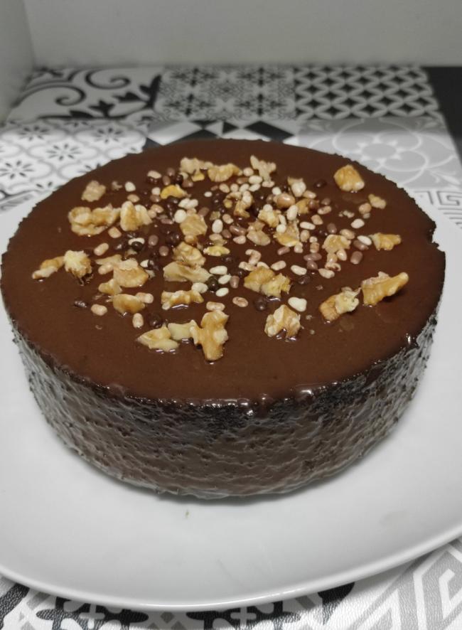 Bizcocho sin harinas con cobertura de chocolate