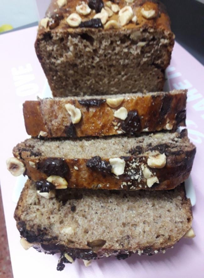 Brioche de chocolate y avellanas en panificadora