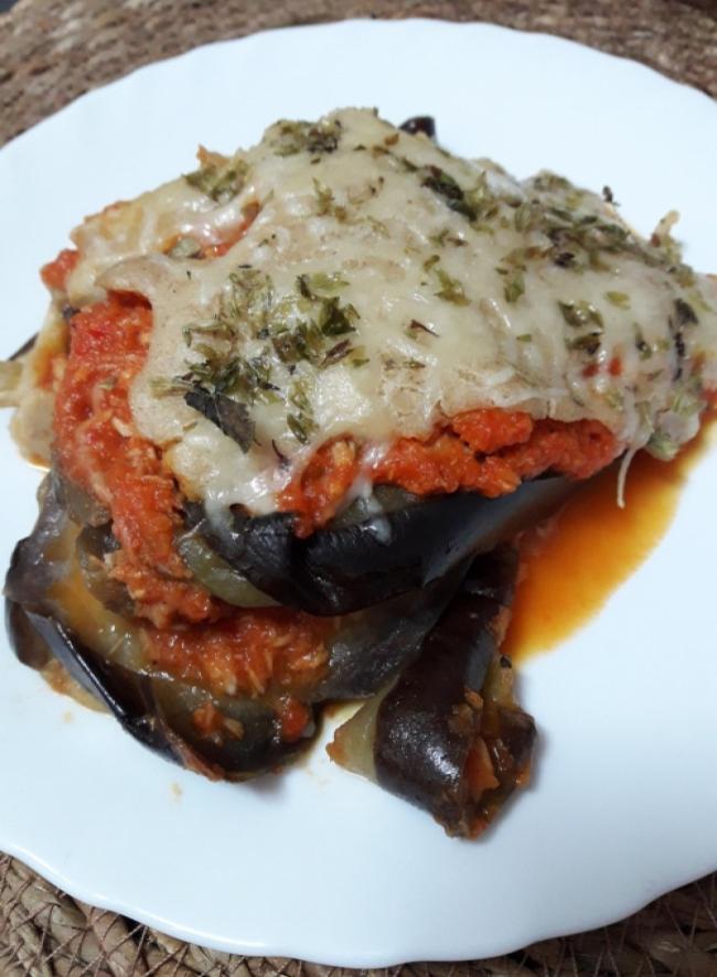 Lasaña fit de berenjenas y atún